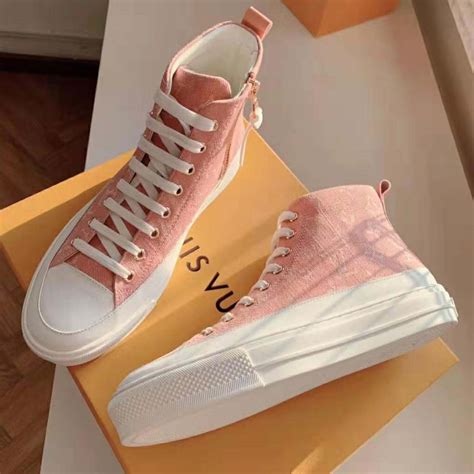 pink brown louis vuitton sneakers.